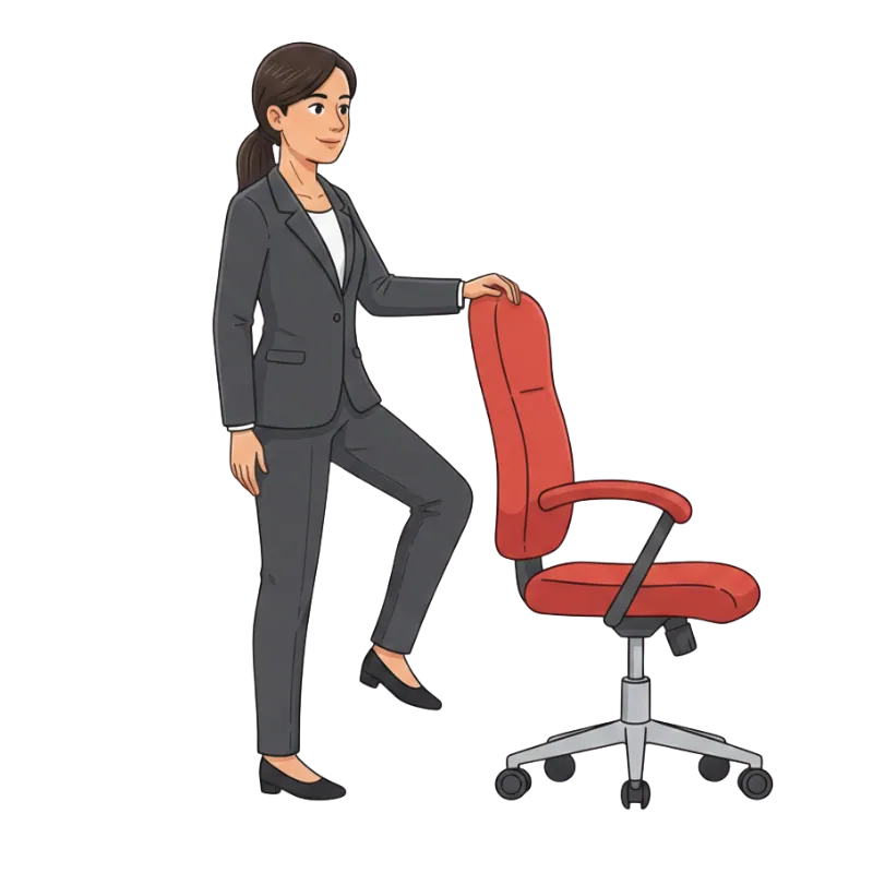 בחורה מתרגלת יוגה כיסא