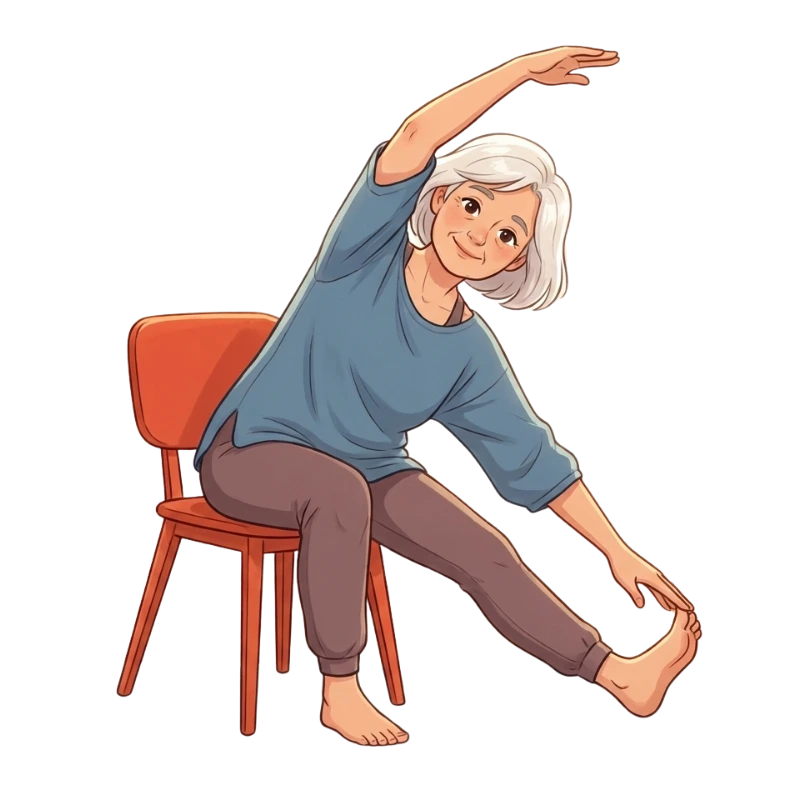 אישה בגיל השלישי מתרגלת יוגה כיסא